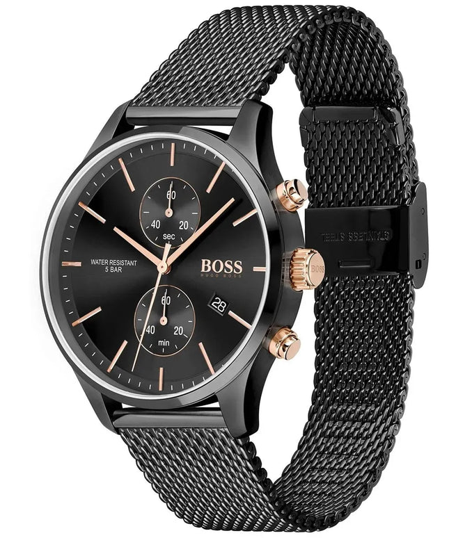 Vyriškas laikrodis HUGO BOSS 1513811 ASSOCIATE, juodas, su dėžute