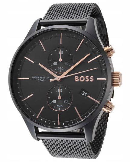 Vyriškas laikrodis HUGO BOSS 1513811 ASSOCIATE, juodas, su dėžute