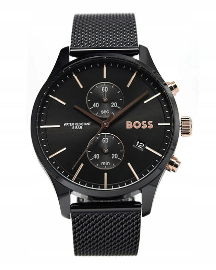 Vyriškas laikrodis HUGO BOSS 1513811 ASSOCIATE, juodas, su dėžute