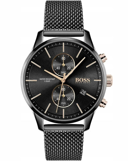 Vyriškas laikrodis HUGO BOSS 1513811 ASSOCIATE, juodas, su dėžute