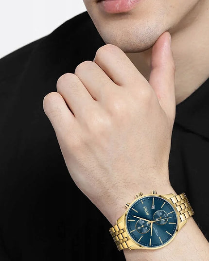 VYRIŠKAS LAIKRODIS HUGO BOSS 1513841 ASSOCIATE, AUKSINIS, SU DĖŽUTE
