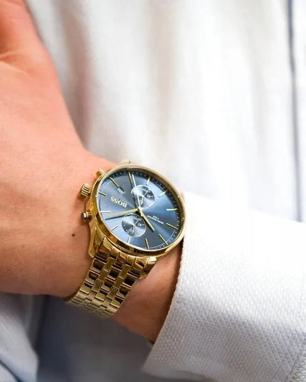 VYRIŠKAS LAIKRODIS HUGO BOSS 1513841 ASSOCIATE, AUKSINIS, SU DĖŽUTE