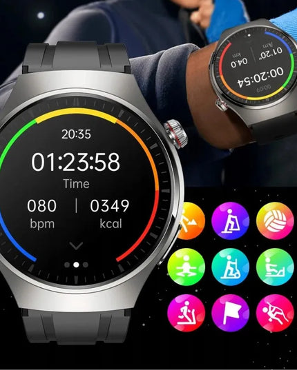 Vyriškas išmanusis laikrodis „SmarWatch AMOLED HRV EKG GLUKOZA PL“ su pulso, gliukozės ir deguonies stebėjimo funkcijomis, lenkų kalba