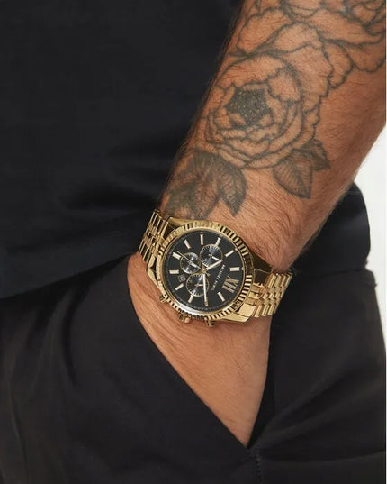 Vyriškas laikrodis Michael Kors MK8286 Lexington, auksinės spalvos, originali dėžutė