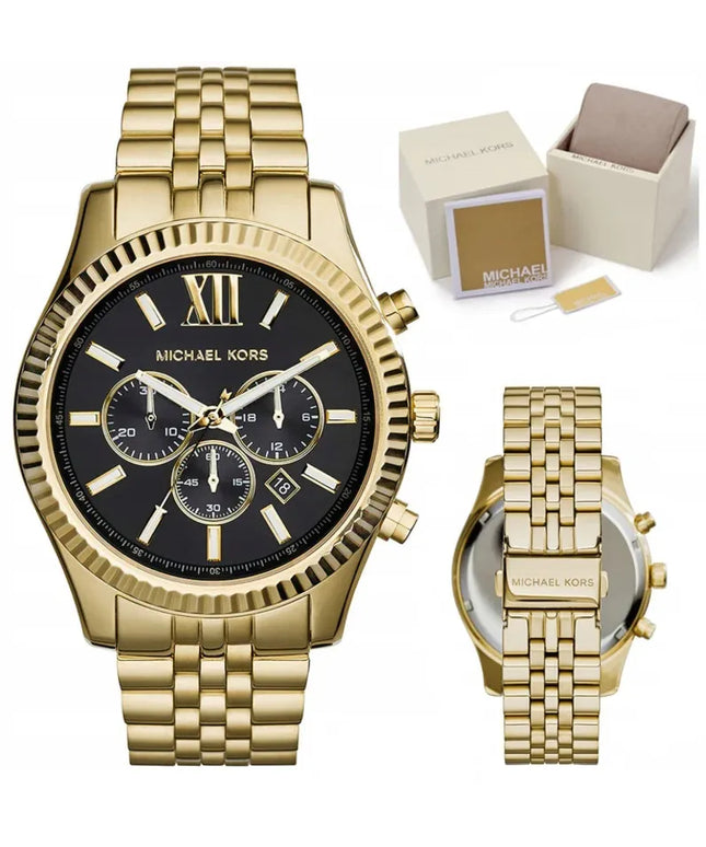 Vyriškas laikrodis Michael Kors MK8286 Lexington, auksinės spalvos, originali dėžutė