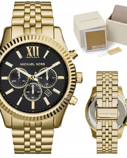 Vyriškas laikrodis Michael Kors MK8286 Lexington, auksinės spalvos, originali dėžutė