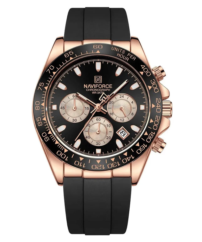 Vyriškas laikrodis „Naviforce Daytona“ NF8054, sportinis, mėlynas silikoninis dirželis, apšvietimas