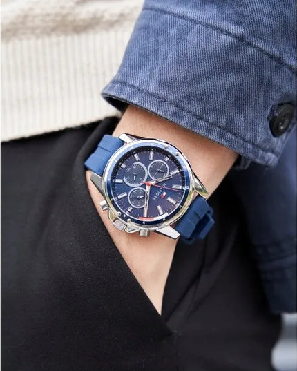 Vyriškas laikrodis Tommy Hilfiger Mason 1791791 su originaliu dirželiu ir dėžute