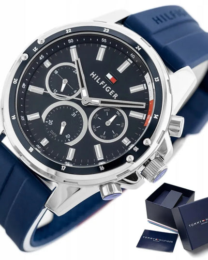 Vyriškas laikrodis Tommy Hilfiger Mason 1791791 su originaliu dirželiu ir dėžute