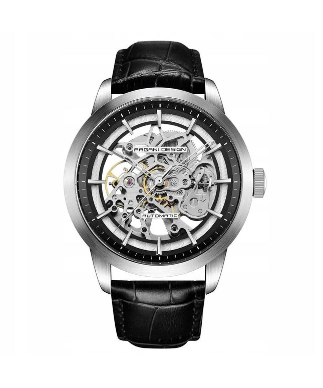 Vyriškas automatinis laikrodis „Pagani Design PD-1638 Skeleton“, 3 ATM, „Hardlex“ stiklas, su dėžute