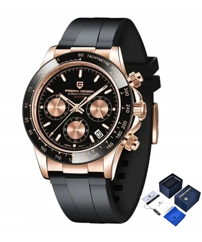 Pagani Design PD-1664 Daytona Chrono Sport VK63 vyriškas laikrodis su safyriniu stiklu ir dėžute