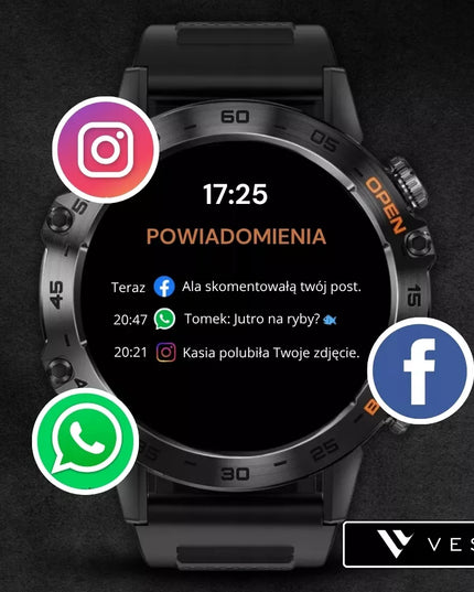 Vyriškas išmanusis laikrodis Vess K52 360x360 skambučių funkcija, atsparus vandeniui