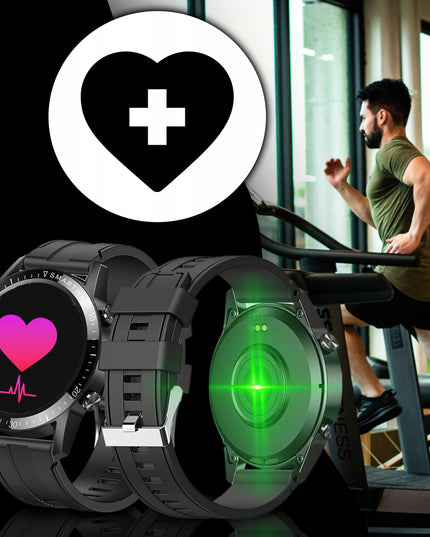 Vyriškas išmanusis laikrodis su skambučiais, PL meniu, atsparus vandeniui, sporto režimai, sveikata