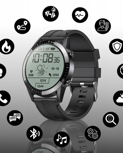 Vyriškas išmanusis laikrodis su skambučiais, PL meniu, atsparus vandeniui, sporto režimai, sveikata
