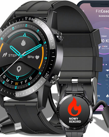 Vyriškas išmanusis laikrodis su skambučiais, PL meniu, atsparus vandeniui, sporto režimai, sveikata