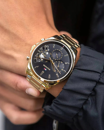Tommy Hilfiger Baker 1710447 vyriškas auksinis laikrodis su originalia dėžute