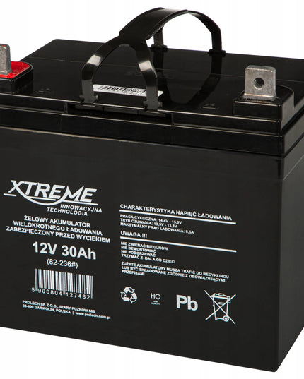 Xtreme gelinis motociklo akumuliatorius 12V 30Ah, skirtas motociklams, motoroleriams ir keturračiams