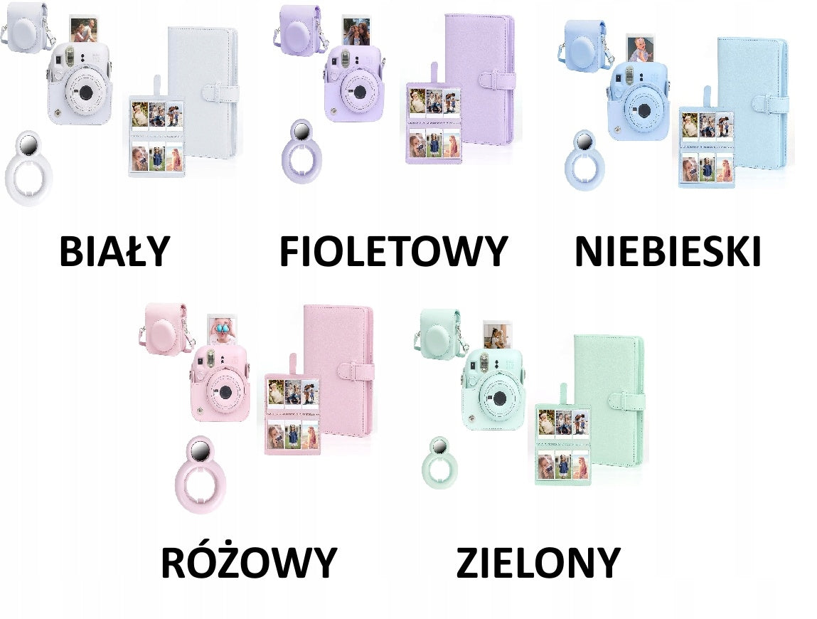 Rinkinys 3 viename: dėklas, albumas 108 nuotraukoms ir vaizdo ieškiklis, skirtas fotoaparatui FujiFilm Instax Mini 12