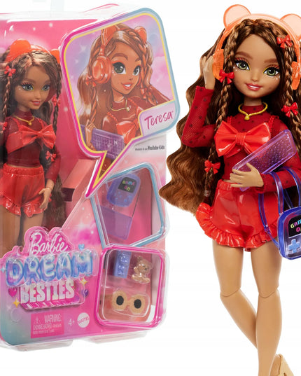 Barbie Dream Besties mados lėlė Teresa + aksesuarai, kuprinė, talismanas