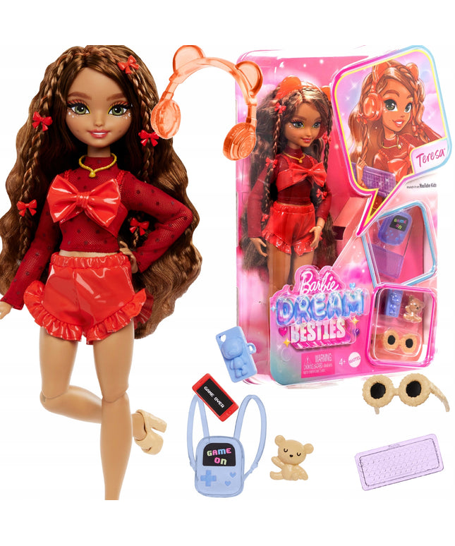 Barbie Dream Besties mados lėlė Teresa + aksesuarai, kuprinė, talismanas
