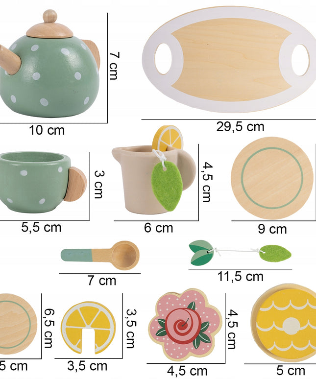 Medinis arbatos žaidimų rinkinys vaikams su arbatinuku ir padėklu