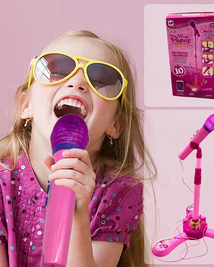 Bedee vaikiškas karaoke rinkinys su mikrofonu ir reguliuojamu stovu, MP3 jungtimi bei garso efektais