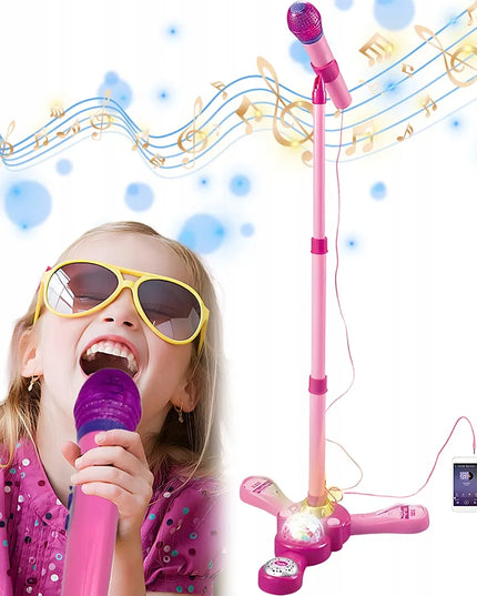 Bedee vaikiškas karaoke rinkinys su mikrofonu ir reguliuojamu stovu, MP3 jungtimi bei garso efektais