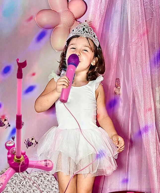 Bedee vaikiškas karaoke rinkinys su mikrofonu ir reguliuojamu stovu, MP3 jungtimi bei garso efektais