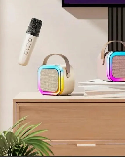 Karaokės rinkinys su belaidžiu mikrofonu ir nešiojama LED kolonėle, Bluetooth