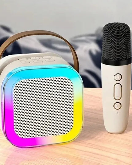 Karaokės rinkinys su belaidžiu mikrofonu ir nešiojama LED kolonėle, Bluetooth