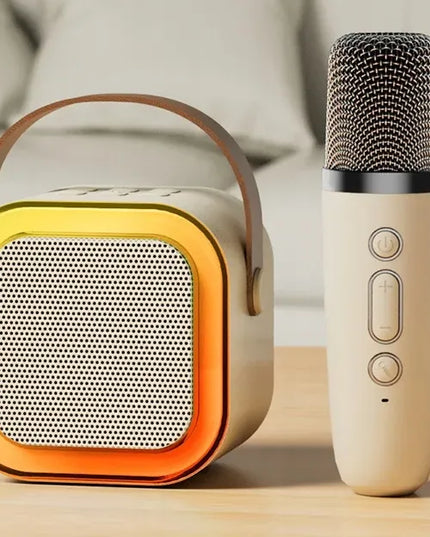 Karaokės rinkinys su belaidžiu mikrofonu ir nešiojama LED kolonėle, Bluetooth