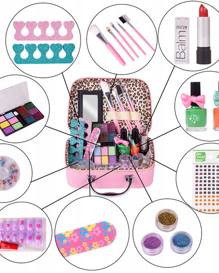 Grožio rinkinys vaikams mergaitėms, kosmetika nagams lagaminėlyje
