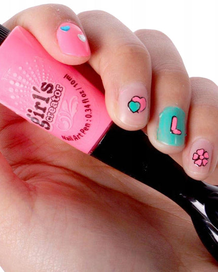 Nagų dažymo ir puošybos rinkinys su rašikliais, lempa, vaikams skirta kosmetika