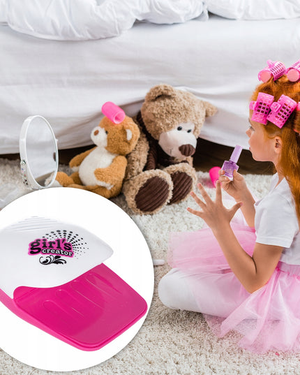 Nagų dažymo ir puošybos rinkinys su rašikliais, lempa, vaikams skirta kosmetika