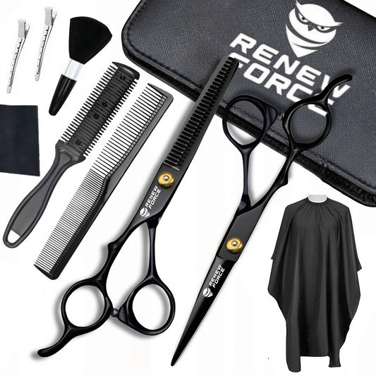 XXL kirpimo rinkinys profesionalios žirklės retinimo žirklės apsiaustas 9in1 komplektas