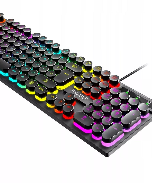 Žaidėjų rinkinys T-WOLF TF270: klaviatūra ir pelė su RGB LED apšvietimu