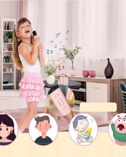 Nešiojamas belaidis karaoke rinkinys „Fotorob“ – 2 mikrofonai ir „Bluetooth“ garsiakalbis su RGB apšvietimu
