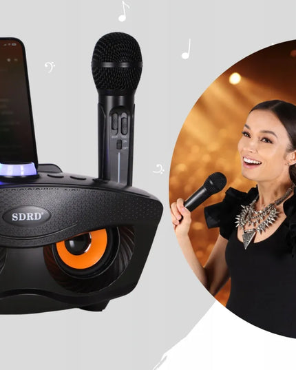 Blashorn namų karaoke rinkinys su „Bluetooth“ kolonėle, 2 belaidžiais mikrofonais ir aido reguliavimu