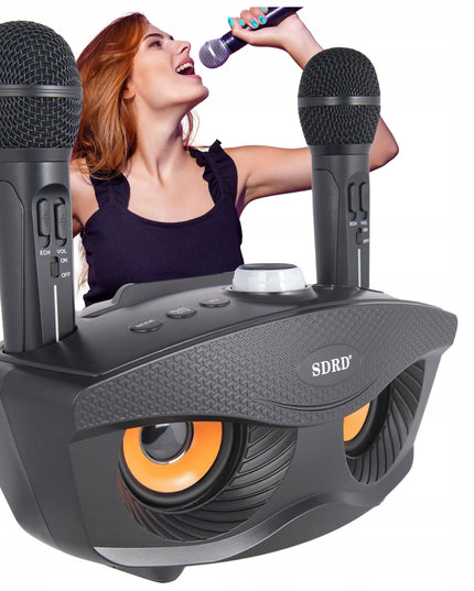 Blashorn namų karaoke rinkinys su „Bluetooth“ kolonėle, 2 belaidžiais mikrofonais ir aido reguliavimu
