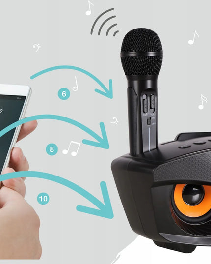 Blashorn namų karaoke rinkinys su „Bluetooth“ kolonėle, 2 belaidžiais mikrofonais ir aido reguliavimu