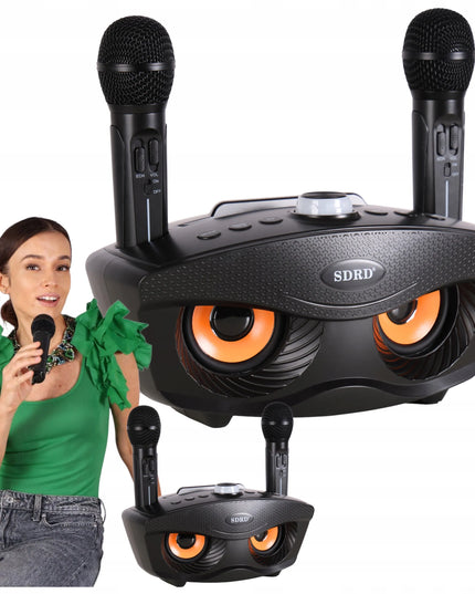Blashorn namų karaoke rinkinys su „Bluetooth“ kolonėle, 2 belaidžiais mikrofonais ir aido reguliavimu