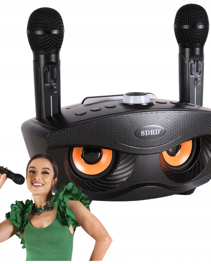 Blashorn namų karaoke rinkinys su „Bluetooth“ kolonėle, 2 belaidžiais mikrofonais ir aido reguliavimu