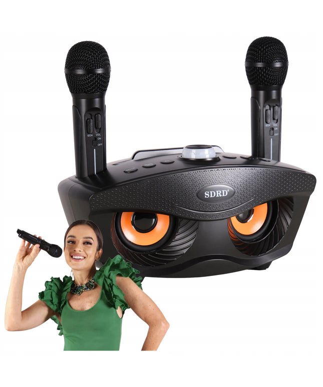 Blashorn namų karaoke rinkinys su „Bluetooth“ kolonėle, 2 belaidžiais mikrofonais ir aido reguliavimu