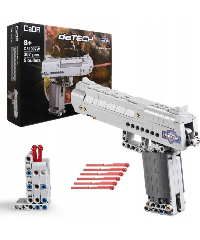 Statybinių kaladėlių rinkinys CADA DESERT EAGLE, pistoletas su 5 kulkomis