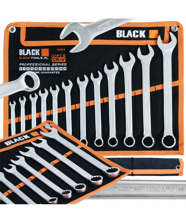 KOMPLEKT RAKTŲ, PLOKŠČIAS-ŽIEDINIS, 6-22mm, COLD STEMP HEATED, 12 vnt., CRV BLACK