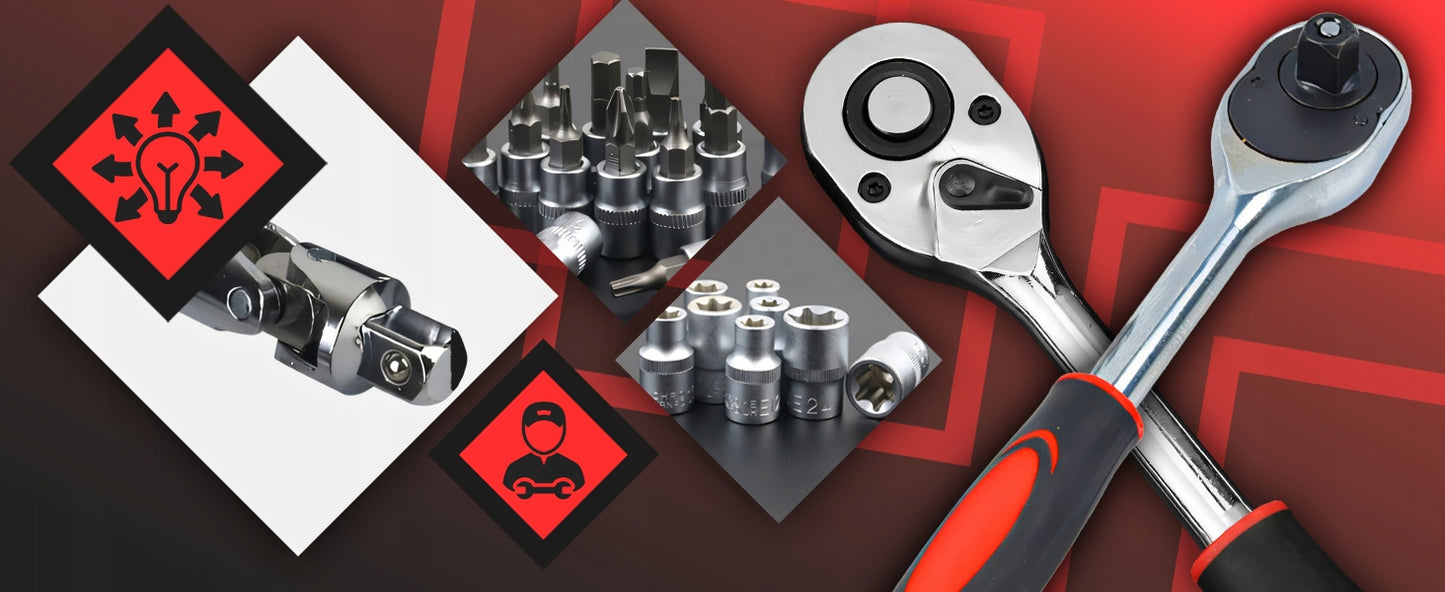 Lizdinių raktų rinkinys 108 vnt. dėklas TORX antgaliai