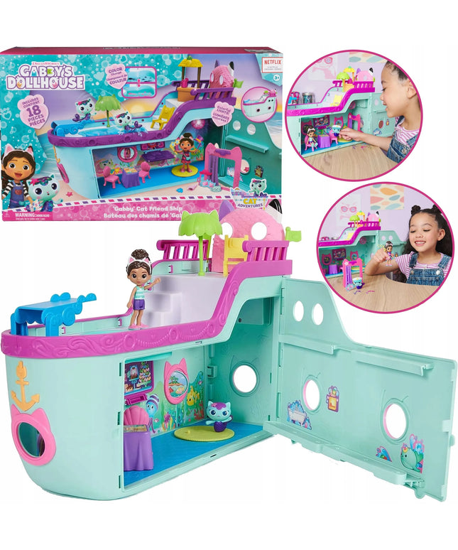 Gabby's Dollhouse rinkinys didelis interaktyvus laivas baseinas Undinėlė +2 figūrėlės