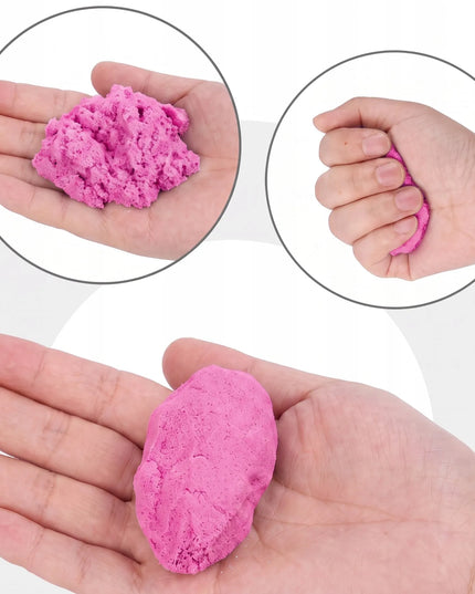 RETOO rožinio kinetinio smėlio rinkinys, 3 kg, formelės, pripučiama žaidimų zona, kastuvėlis ir talpykla