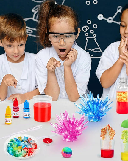 Mažojo chemiko rinkinys: laboratorija, 80 eksperimentų, ugnikalnis vaikams + el. knyga
