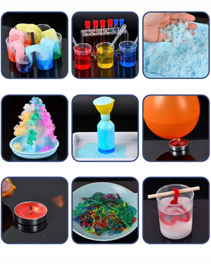 Mažojo chemiko rinkinys: laboratorija, 80 eksperimentų, ugnikalnis vaikams + el. knyga
